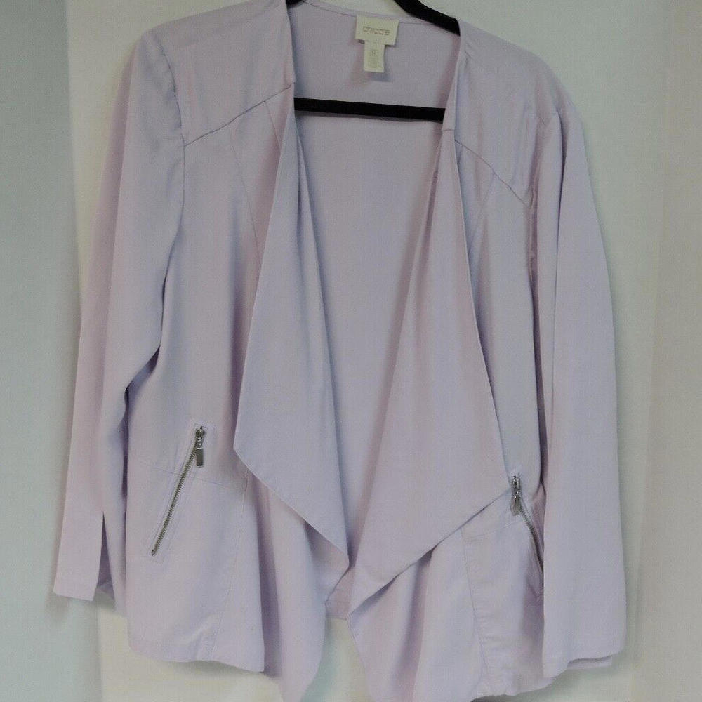 Chico’s Open Front Lavender Jacket Size 3P